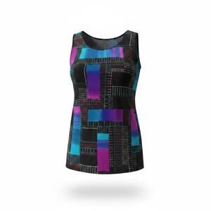 Tropics Womens Large Sleeveless Tank Top Geometric Abstract Multicolor